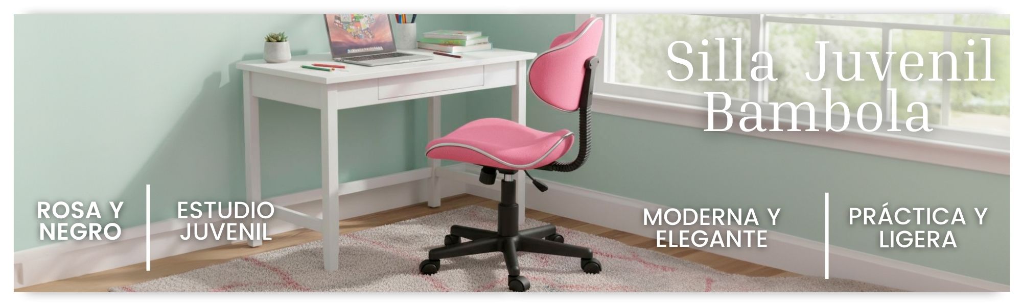 Silla Bombola Juvenil rosa y negro