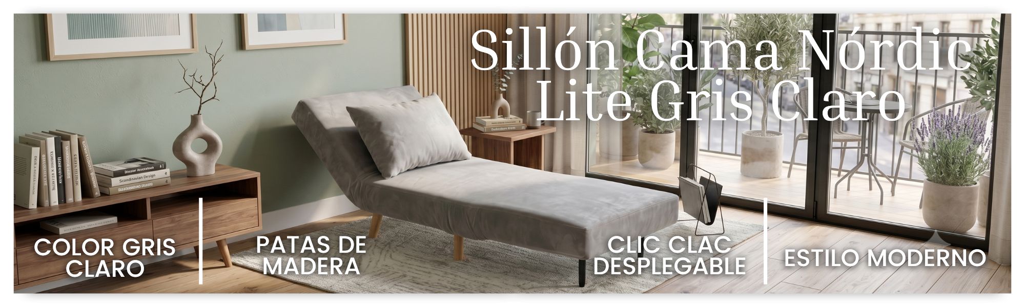 Sillón Cama Gris Claro