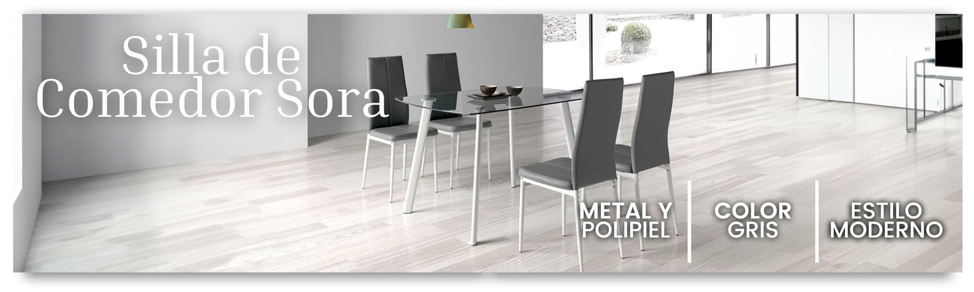 Silla De Comedor Sora Polipiel Gris Y Plata