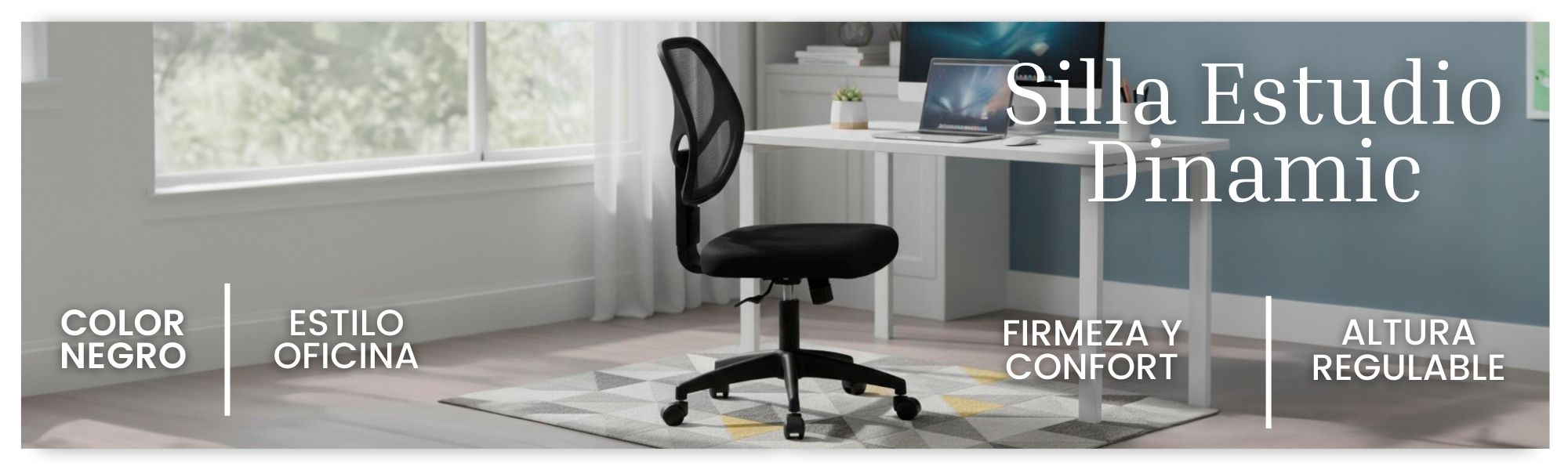 Silla Estudio Oficina Giratoria Dinamic Color Negro