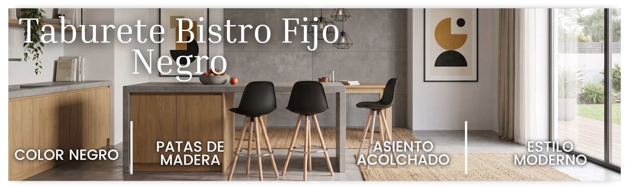 Taburete Fijo Negro