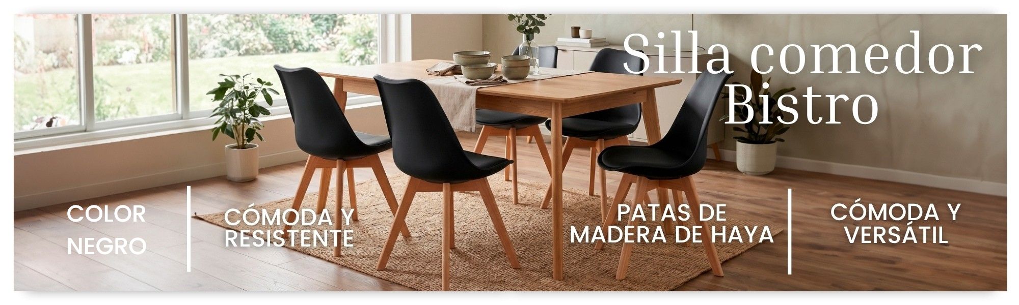 Silla Nordica Color Negro Bistro Para Salón Comedor