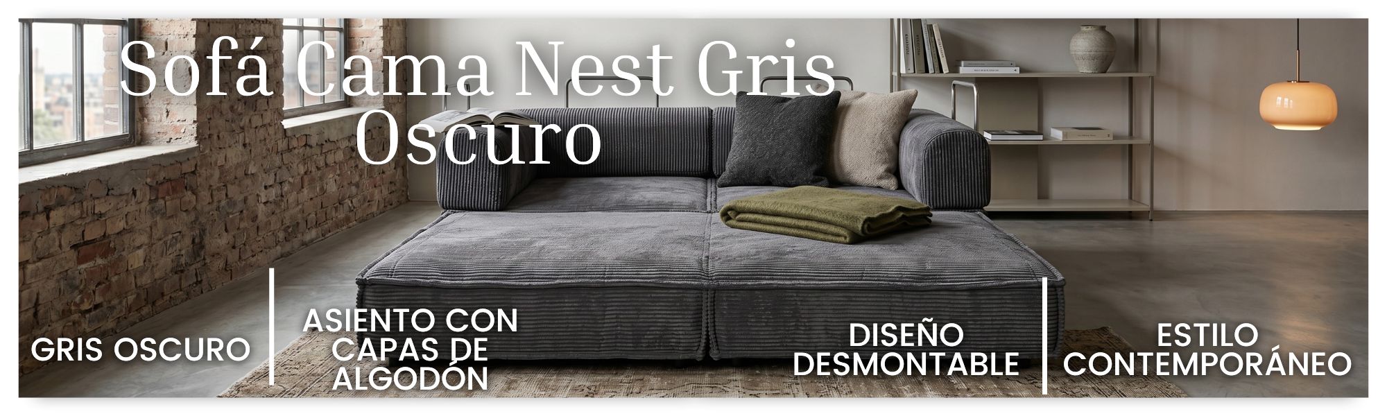 Sofá Cama Relax Nest Pana Gris Oscuro