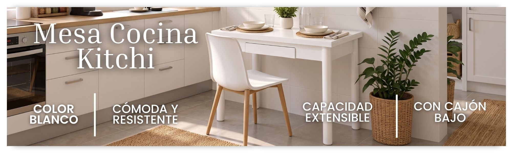 mesa cocina kitchi blanco